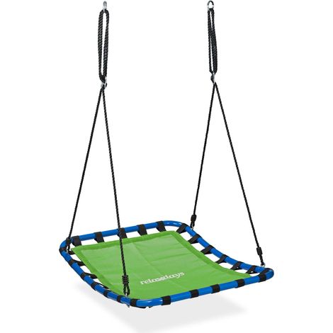 Balançoire nid d'oiseau rectangulaire extérieur jardin confort renforcé structure en acier verte (1/5)
