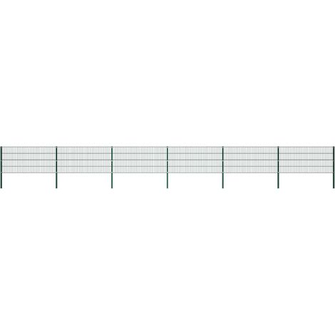 Panneau de clôture avec poteaux Fer 10,2 x 0,8 m Vert (1/5)