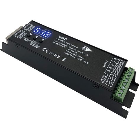 Décodeur DMX 5 canaux avec affichage numérique RDM, pilote de variateur DMX512 PWM LED pour RGBCCT, RGBWW, RGBW ou 5 bandes blanches - Module d'entrée de lumière LED DC12 V-48 V