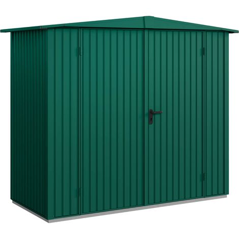 Hörmann Metall-Gerätehaus Berry Classic mit Satteldach Typ 1, 259 x 121 cm, moosgrün, 3,1 m², 2-flüglige Tür (1/5)