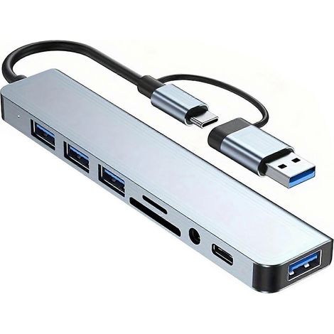 Hub multiport USB-C 8 en 2 alimenté, adaptateur pour clavier (1/4)