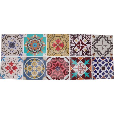 Autocollant De Carrelage Mural 10 Pièces, 5,9x5,9 Pouces, Imperméable, Anti-Huile, Style Marocain, Carrelage épais en PVC, Autocollant pour Mur, Escaliers, Cuisine (1/5)