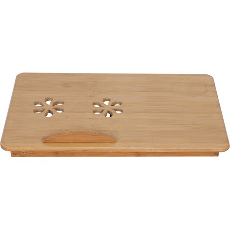 Tablette pliante en bambou pour ordinateur portable, bureau de lit ajustable avec tiroir, support pour notebook, plateau de travail inclinable. (1/5)