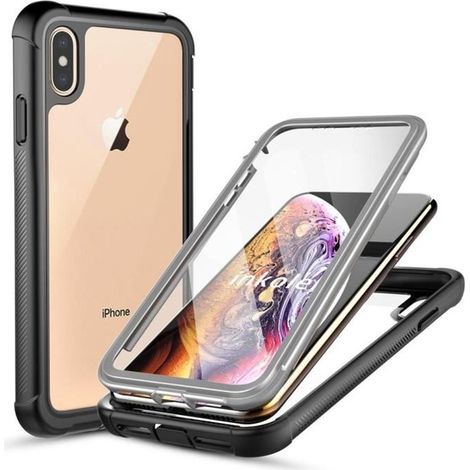Coque iPhone X/XS INKOLELO - Noir - Protection à 360 Degrés - Anti-Choc - Avec Protection d\'écran (1/4)