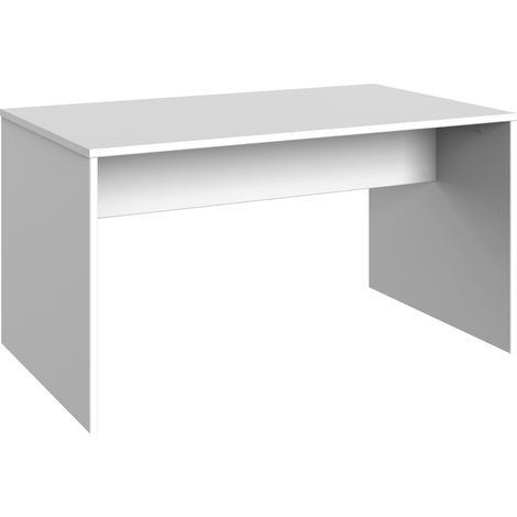 Meuble de bureau coloris Blanc - longueur 140 x hauteur 72 x profondeur 40 cm -PEGANE- (1/2)