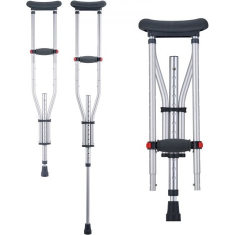 Muletas para axilas, muletas para caminar con altura ajustable de 13 niveles, muletas de aluminio livianas para adultos y adolescentes, con almohadilla suave para axilas para cirugía de lesiones en la (1/5)