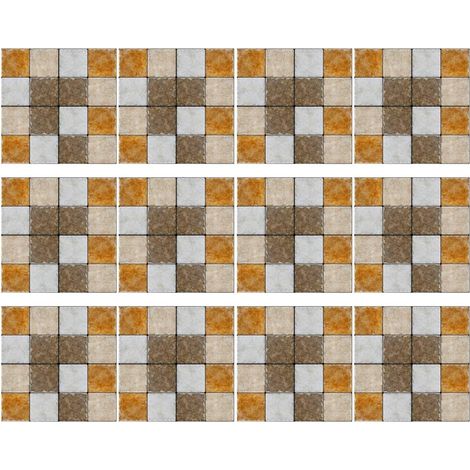 Autocollants Muraux En Mosaïque Chic 30 Pièces Feuilles De Mosaïque En Verre Pour Cuisine Salon (1/5)