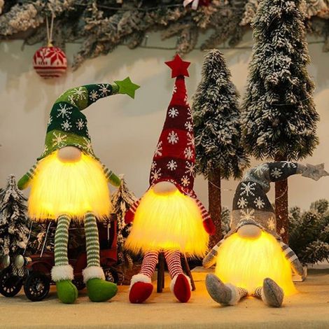 Noel Lumineux,Lutin de Noel Farceur de Peluch,Deco Table Noel Interieur Maison,Décoration de Noël Intérieur,23cm (1/3)