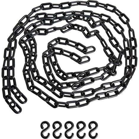 Chaîne de Barrière en Plastique de 2 Mètres avec 5 Crochets en S, Chaînes de Barrière de 6 mm pour le Contrôle des Foules, l'avertissement de Sécurité Dans les Parkings, le Bouclage de Zones (1/5)