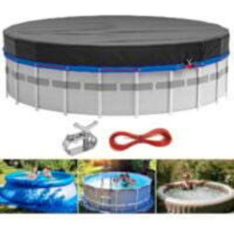 Housse ronde pour piscine gonflable de 3 m (10 pieds), avec jeu de câble en acier et tendeur intégré, tissu haute résistance avec protection UV UPF50+, étanche et anti-poussière (1/5)
