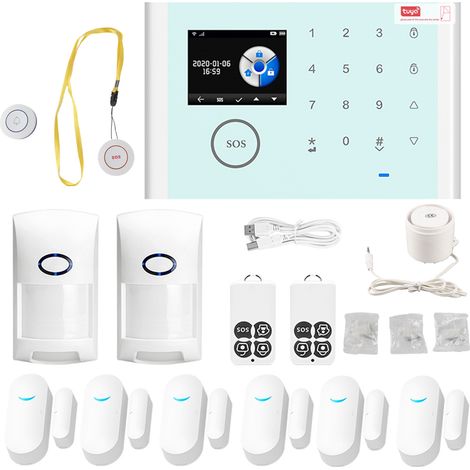 Système d'alarme intelligent CS118 WiFi GSM GPRS avec écran tactile, compatible Alexa et application Tuya pour sécurité domestique (1/4)