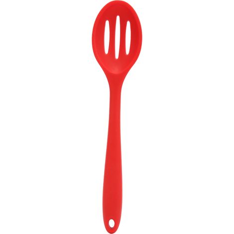 3 Pièces Cuillère de Cuisine en Silicone Résistante aux Rayures, Facile à Nettoyer et Gain de Place, Idéale pour Salades et Préparations Culinaires Rouge (1/5)