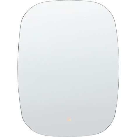 Espejo de pared LED de vidrio plateado 58 x 78 cm maquillaje ovalado Bergerac