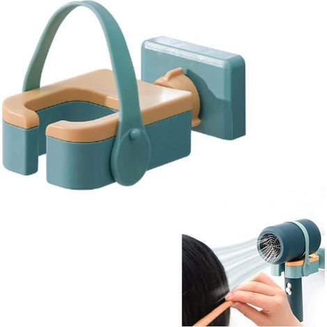 Wandmontierter Haartrocknerhalter mit 180°-Drehung, freihändiger Bedienung und selbstklebender Rückseite. Kompatibel mit den meisten Haartrocknern. (1/5)