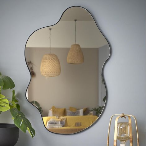 Miroir mural 56 x 90 cm en aluminium brossé noir Ely (1/5)