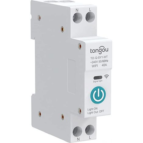 Ahlsen Tuya-disyuntor inteligente WiFi, 32A, 1P, interruptor de Control remoto con carril DIN, edición inteligente Tuya, tres modos de sincronización (1/4)