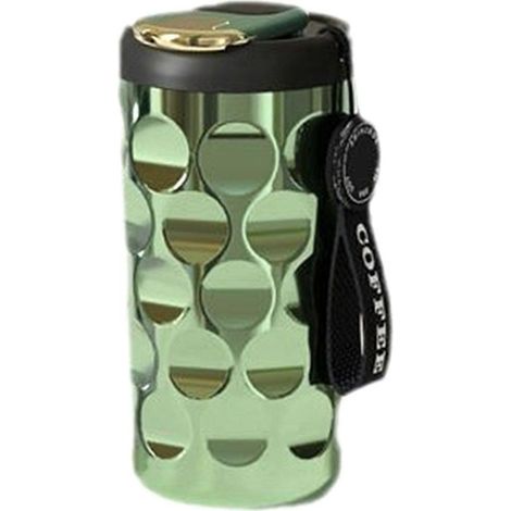 Mug en acier inoxydable avec revêtement en céramique, tasse à eau épaisse verte-- (1/5)