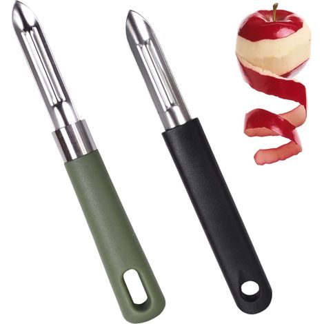 Pelapatate universali in acciaio inossidabile, pelapatate manuali, coltello da cucina con manico ergonomico per frutta e verdura (nero + verde) (1/5)