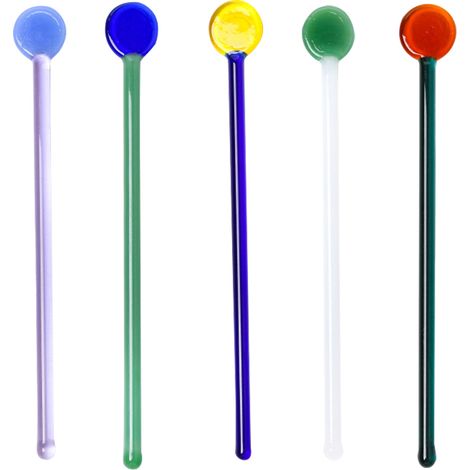 Lot de 5 bâtonnets à lait en verre colorés pour cocktails et boissons, parfaits pour le café, les restaurants et les bars à domicile. (1/5)