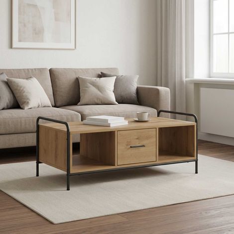 vidaXL Mesa de centro Roble artisan 99,5 x 49 x 41 cm (1/5)