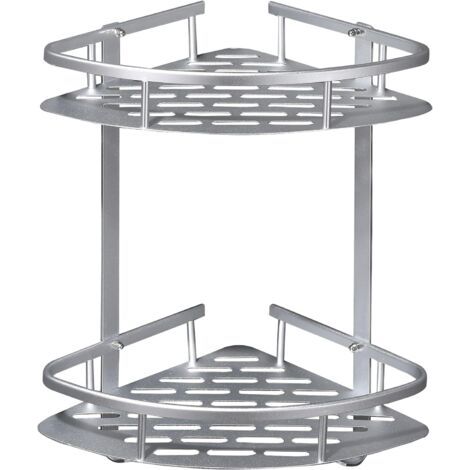 BUNTHAUS Etagere Douche Sans Percage, Etagere Salle de Bain Aluminium, Rangement Douche Antirouille, Etagere Angle Salle de Bain avec 2 crochets (1/5)