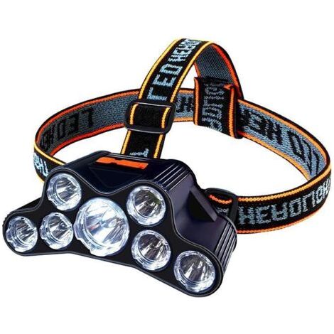 7led tête portant la lampe frontale, USB rechargeable extérieur, super lumineux pêche de nuit imperméable à l'eau (1/5)