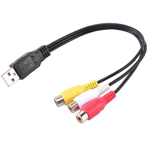 Câble adaptateur USB vers RCA, convertisseur audio/vidéo AV 3 femelles avec connecteur USB A mâle (1/5)