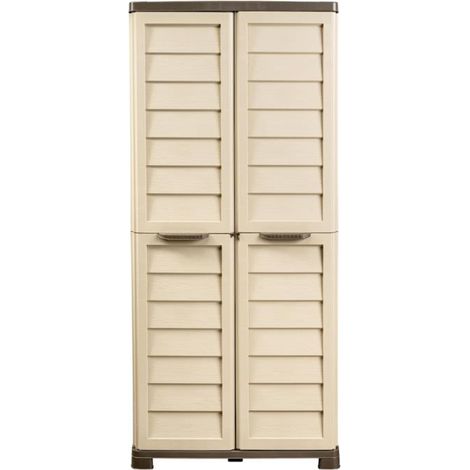 Armoire Haute De Rangement Extérieure/Intérieure - 76 x 46 x H 168 cm - Beige et Taupe - Livraison gratuite