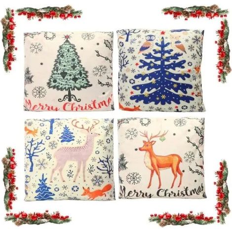 Housse d'oreiller - Noël - Multicolore - 45x45 cm - Polyester - Décoration intérieure et extérieure (1/4)