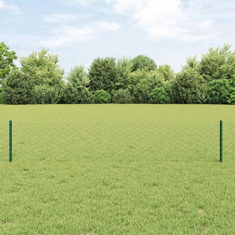 Zaun mit Pfosten Grün 0,4 x 10 m Stahl und PVC