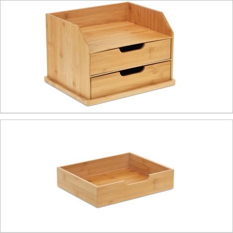 Pratico organizer da scrivania con cassetti 32 x 24 x 12 cm design estetico in bambù naturale 130011550