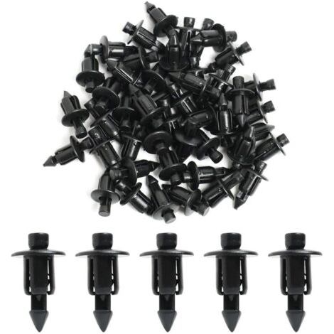BUNTHAUS 50 Pièces Rivet en Plastique 6mm Vélo Carénage Garniture Panneau Fixations Pinces, Clips de Fixation, Clips de Carénage pour Yamaha, Kawasaki, Suzuki (1/4)