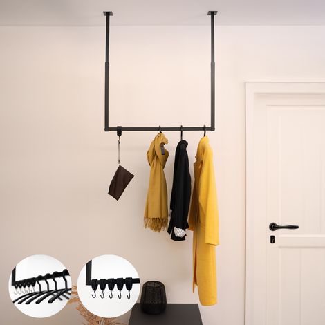 HOME DELUXE - Garderobenleiste aus Metall inkl. Kleiderbügel und S-Haken SWAY  Kleiderhakenleiste Garderobenstange Kleiderstange Kleideraufhänger (1/5)