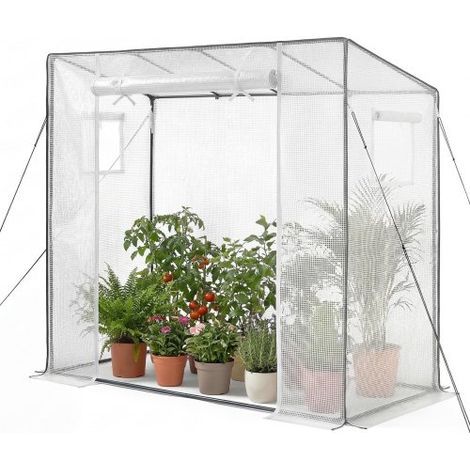 Invernadero de Exterior 195 x 77 x 168 cm, Invernadero de Jardín con 2 Ventanas y Puerta Enrollable, Marco de Acero y Cubierta de PE, Vivero Casero para Plantas Flores en Terraza Patio, Blanco (1/5)
