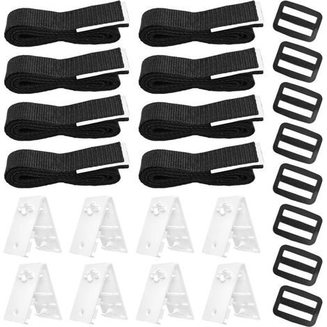Solar Pool Cover Fixing Kit, Universal In-Ground Pool Solar Cover Strap Kit Including 8 Nylon Straps, 8 Cord Plates, 8 Buckles (1/5)