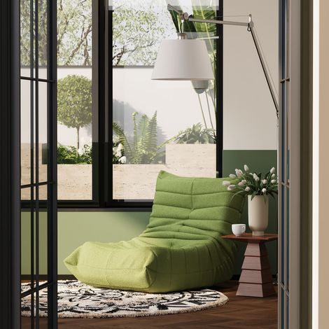 Poltrona da pavimento in poliestere verde 110x85x79 cm con schiuma ad alta densità (1/5)