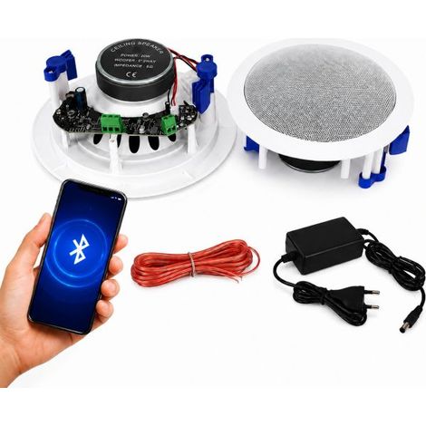 Coppia Casse Altoparlante Amplificate Audio Bluetooth Soffitto Parete ad incasso