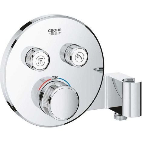 Grohe – Mitigeur de douche encastré rond 29120000 – 2 sorties – Technologie TurboStat pour régulation instantanée – Finition chrome (1/4)