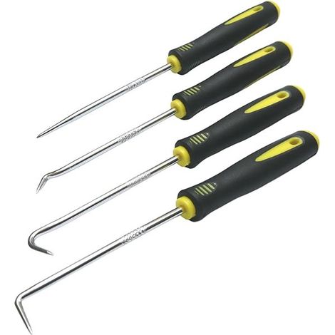 Juego de 4 ganchos, Removedor de pegatinas, Eliminación de residuos de sellador y adhesivo, Extracción de la tapa del perno de la rueda, 16,5 cm (1/5)