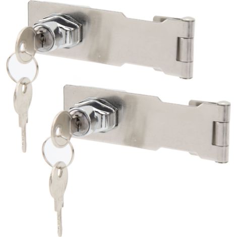 1 x Edelstahl-Zink-Legierung (201) abschließbarer Riegel mit Drehriegel, Sicherheitsschloss für Schranktüren, Silber (1/5)