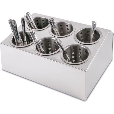BRB Range-couverts 6 compartiments en acier inoxydable 305 x 385 x 210 mm (1/2)