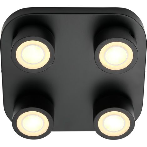 Plafonnier CLYDE 4-Spot Métal Noir, H.7.5 - IP20 - LED Module /Nordlux Intérieur (1/5)
