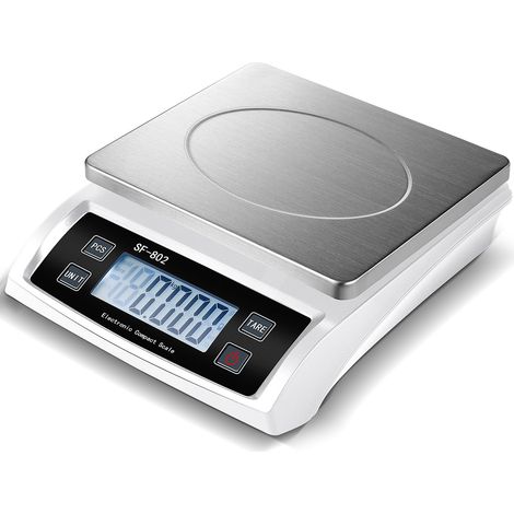 Große digitale Küchenwaage, 30 kg (66 lb), professionelle Edelstahl-Lebensmittelwaage mit LCD-Bildschirm, professionelle Brotwaage zum Backen und Kochen (silber)