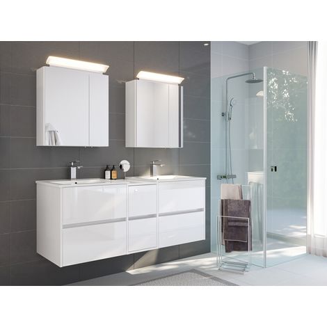 Badmöbelset Taifun 150cm 3tlg mit 2x Spiegelschrank weiß Hgl