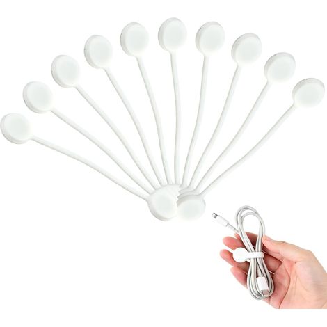 10PCS Pierre colorée, colliers de serrage magnétiques réutilisables en silicone de qualité alimentaire, gestionnaires de câbles pour la maison, le Bureau, la cuisine et les voyages (1/5)