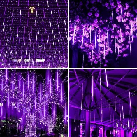 Guirlande lumineuse - MIOLOE - Pluie de météores - 8 Tubes 30CM - LED étanche - Violet (1/4)