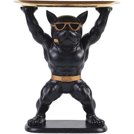 Plateau porte-clés de bureau, statue de bouledogue, plateau de table décoratif, rangement C-- (1/5)