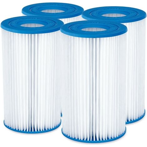 Cartouche filtrante piscine Type A/C, lot de 4, remplacement compatible, filtration spa, 50 microns, polypropylène, 2 pièces standard (1/4)