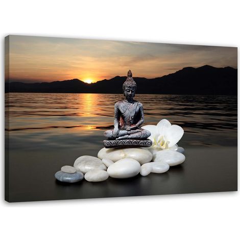 Image, Bouddha sur fond de soleil couchant - 100x70 (1/5)