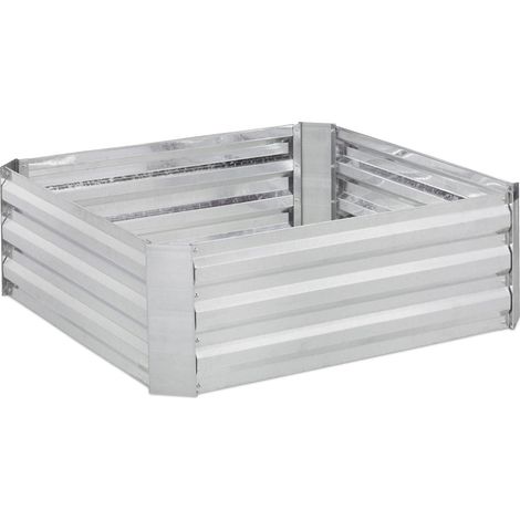 Huerto urbano de metal galvanizado para jardín exterior 30 x 90 x 90 cm altura de paredes control de humedad en metal plateado 130011840 (1/4)